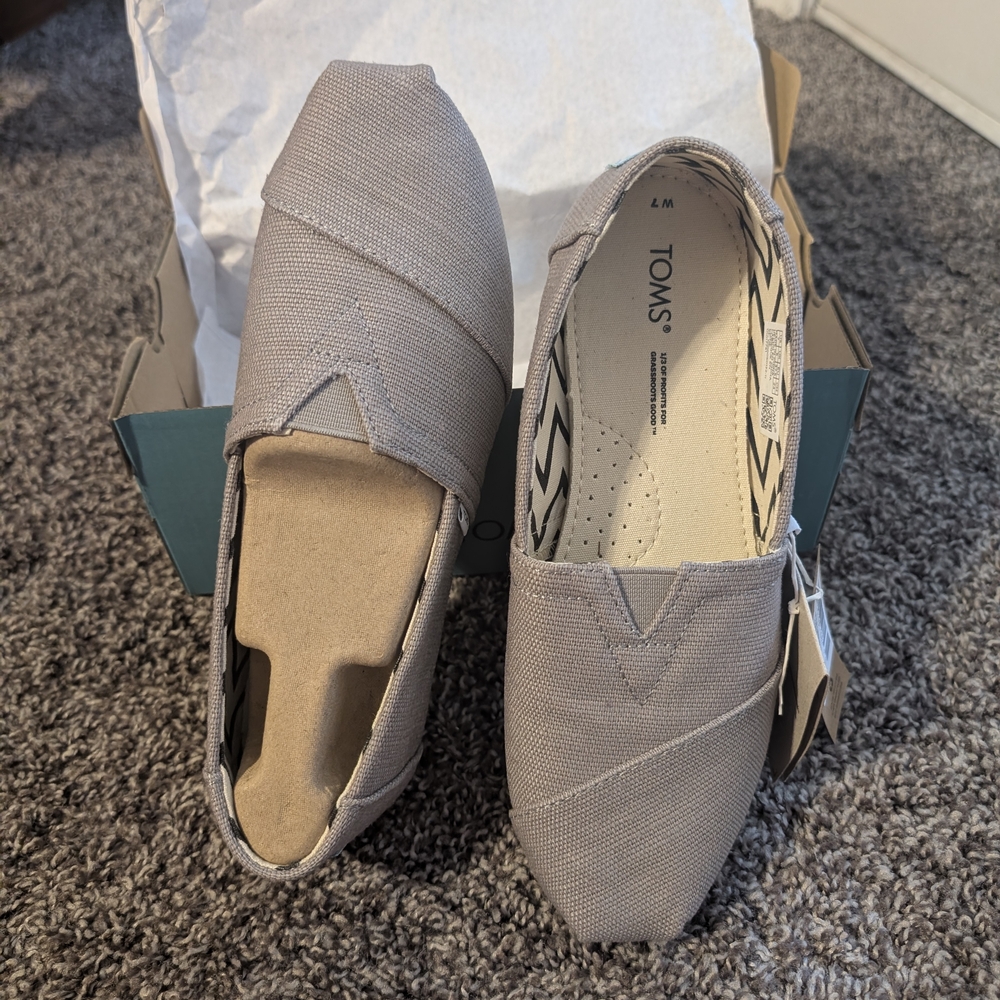 TOMS Women's Grey Classic Alpargata Slip-On Shoes